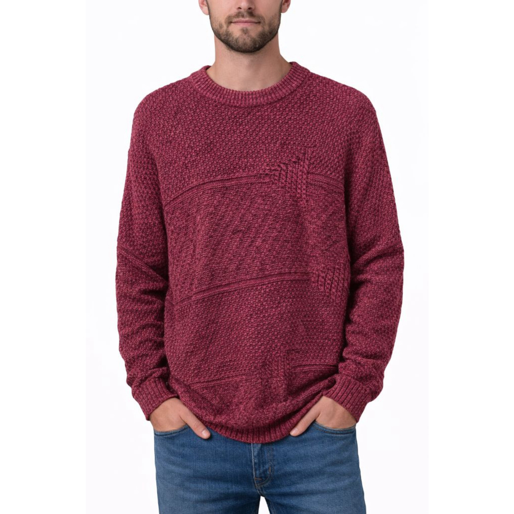 Harold’s Houston TX Mens 2XL Tall Burgundy Marled Knit Sweater 100% Cotton USA